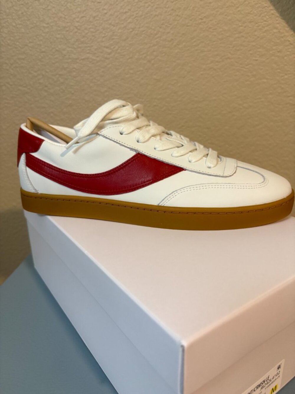 Vince Korrin Leather Sneakers- White/ Red- Women's Size 8- New in Box - Picture 10 of 16